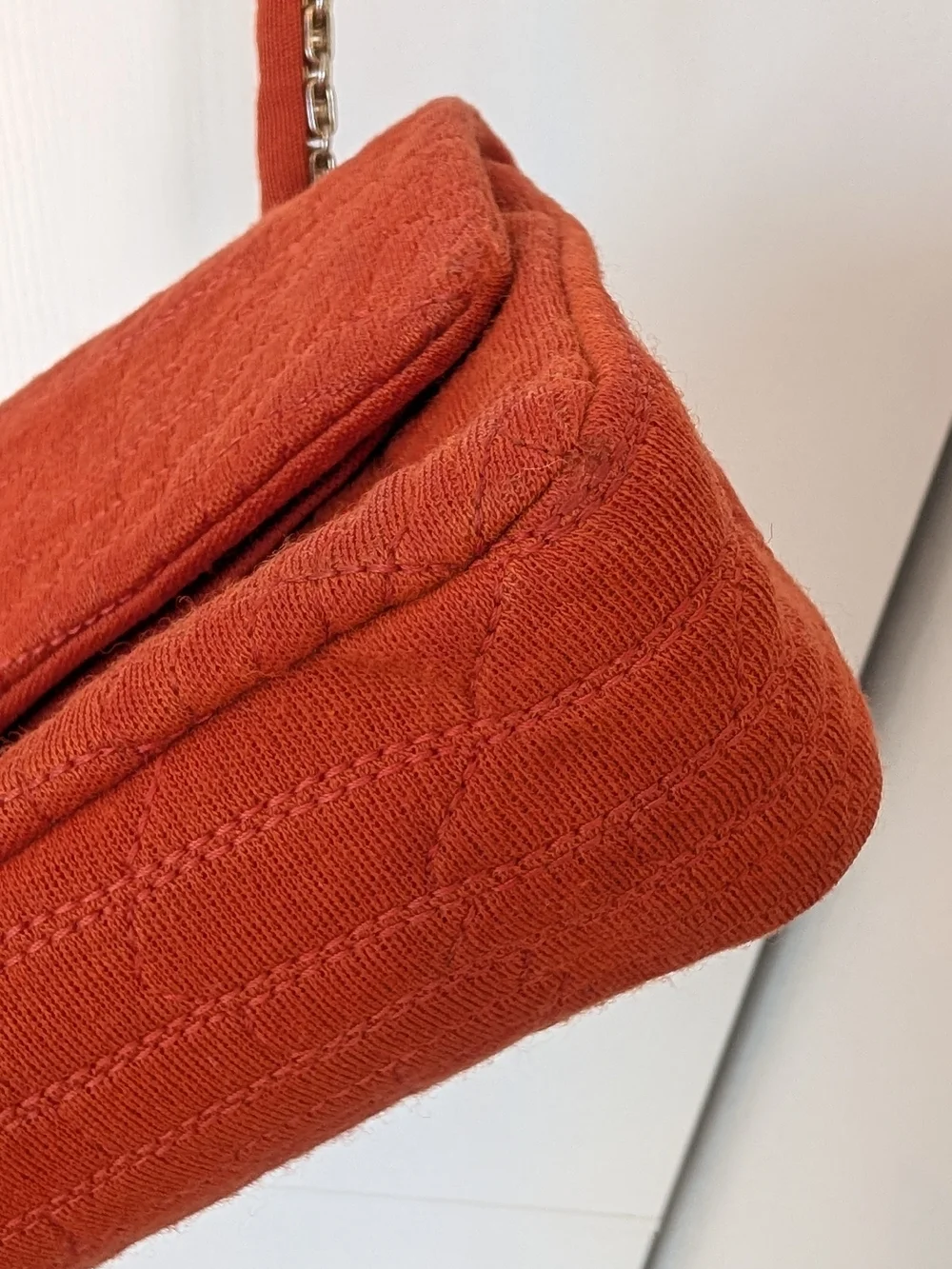 Chanel 2.55 Reissue Orange Jersey Crocodile Effect Stitching Small Double Flap.